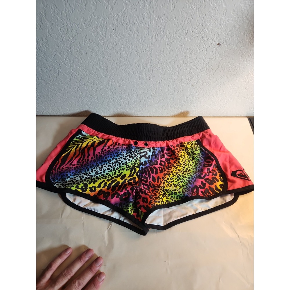 Roxy Y2K Neon Colorful Graphic Animal Print Micro Board Shorts Size 5